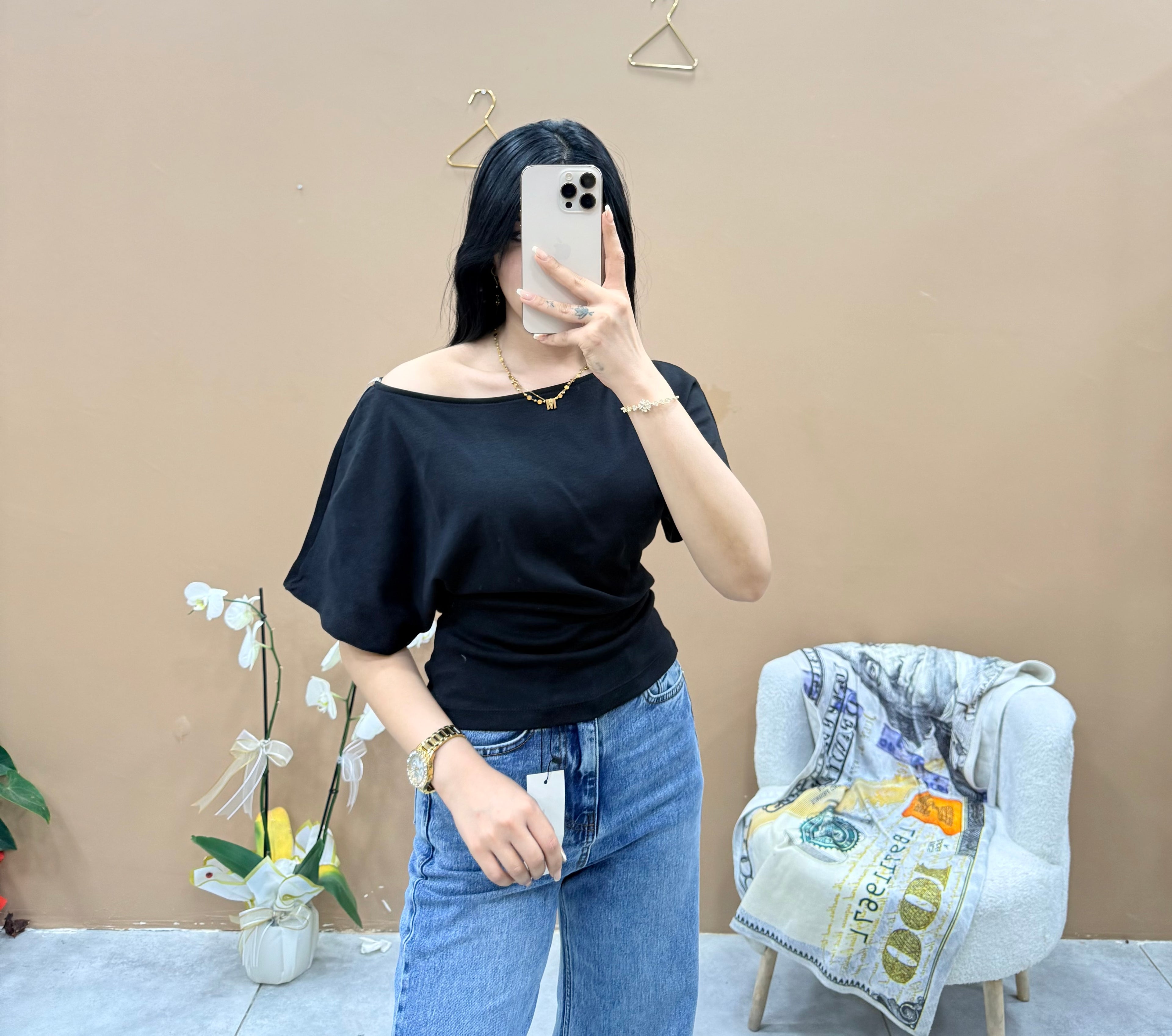 Kayık yaka T-shirt